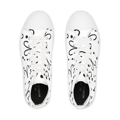 Men's High Top Sneakers, Breathable polyester canvas, Aries Zodiac Design
