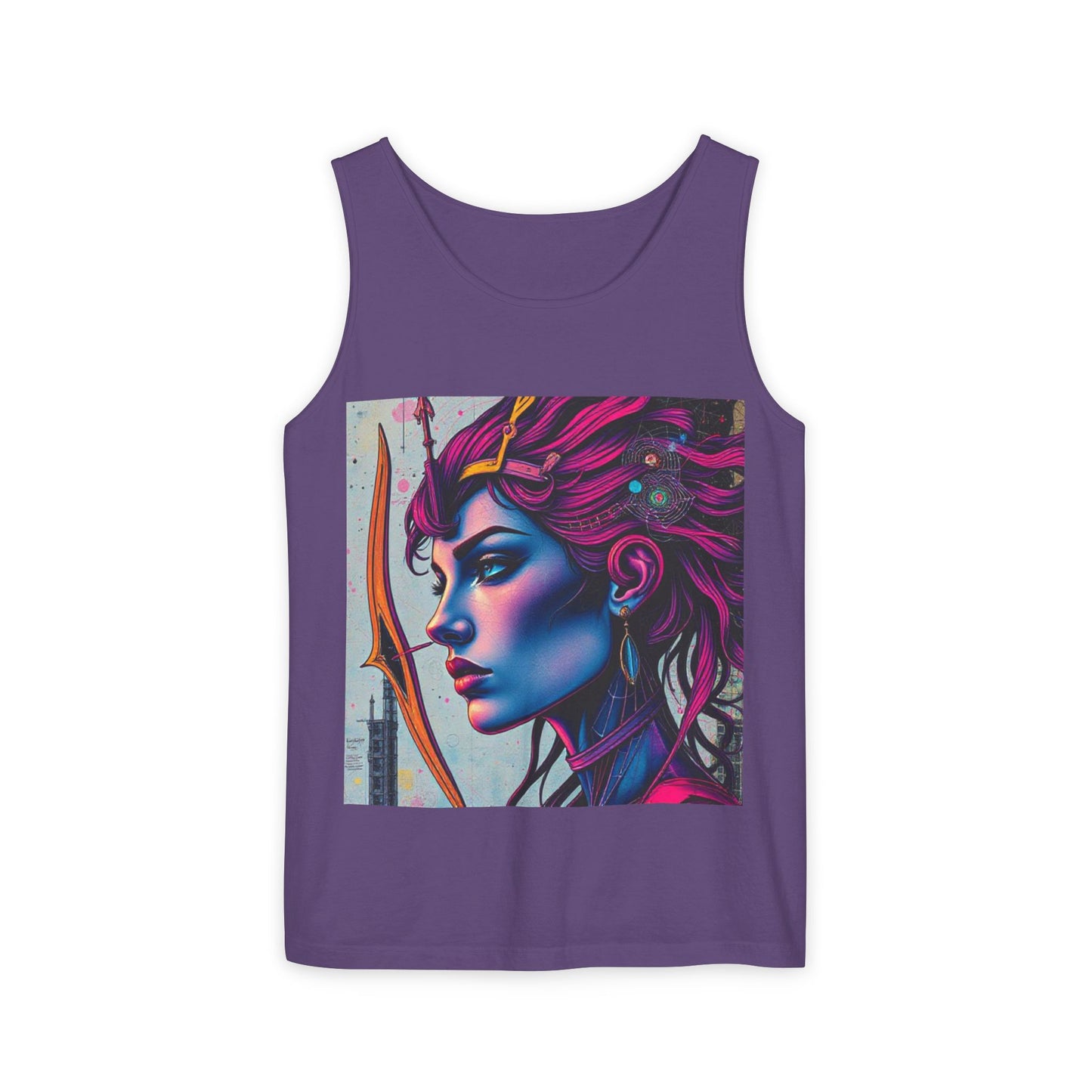 Unisex Garment-Dyed, Tank Top, Sagittarius Design, Pop Art, 100% US cotton