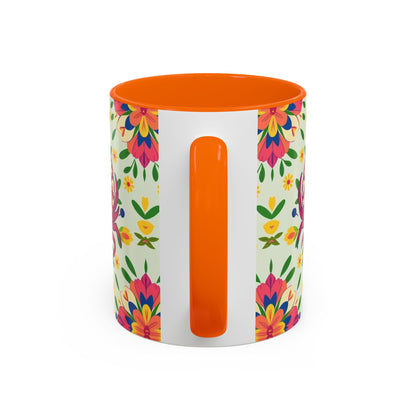 Accent Coffee Mug, Cancer, Zodiac v3, Flower Pattern, (11, 15oz)
