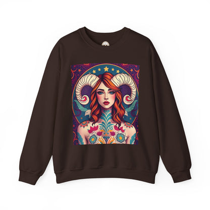 Unisex Heavy Blend™ Crewneck Sweatshirt, Aries, Zodiac v1, Sexy Pattern