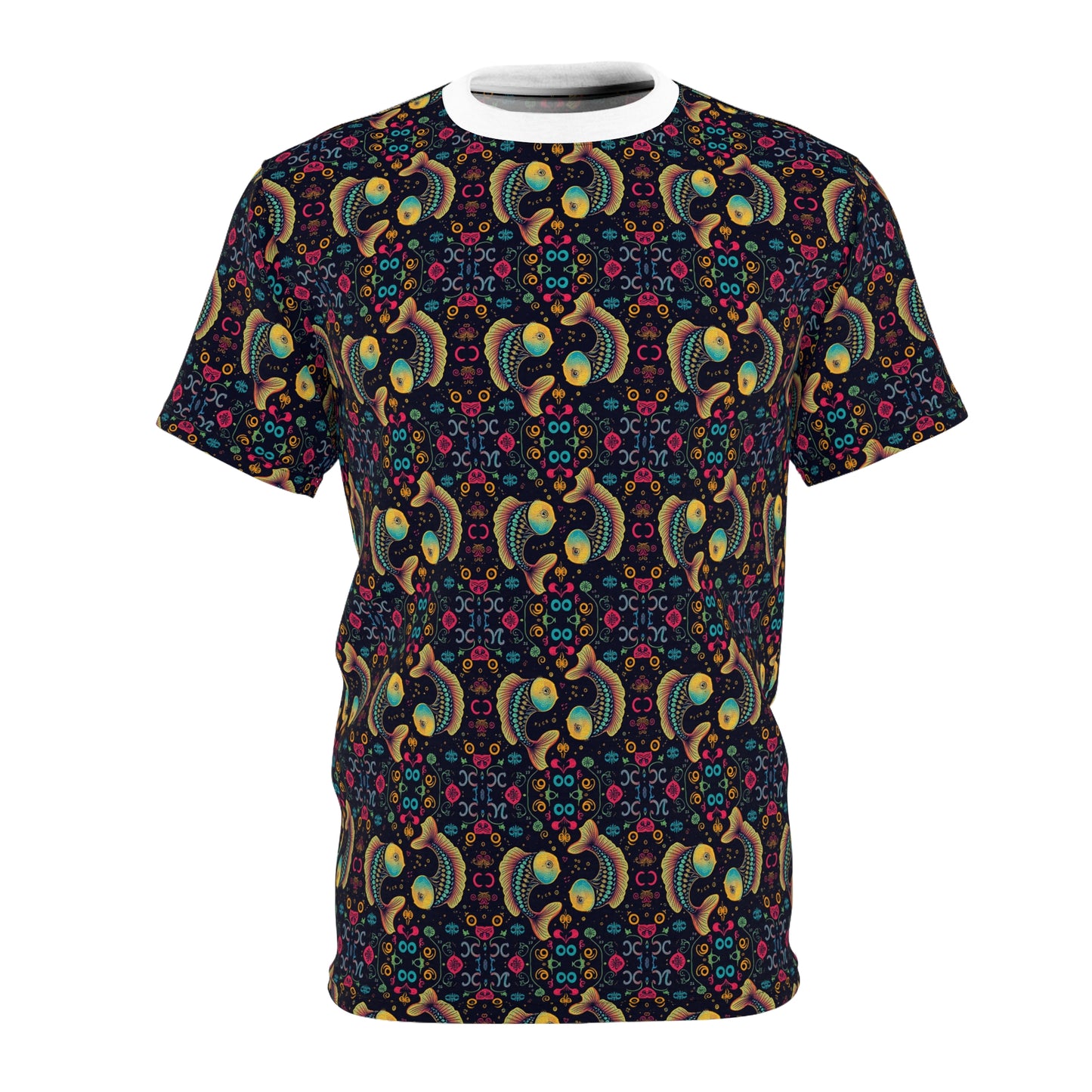 Unisex Cut & Sew T-Shirt, AOP, Pisces, Zodiac v1, Pattern