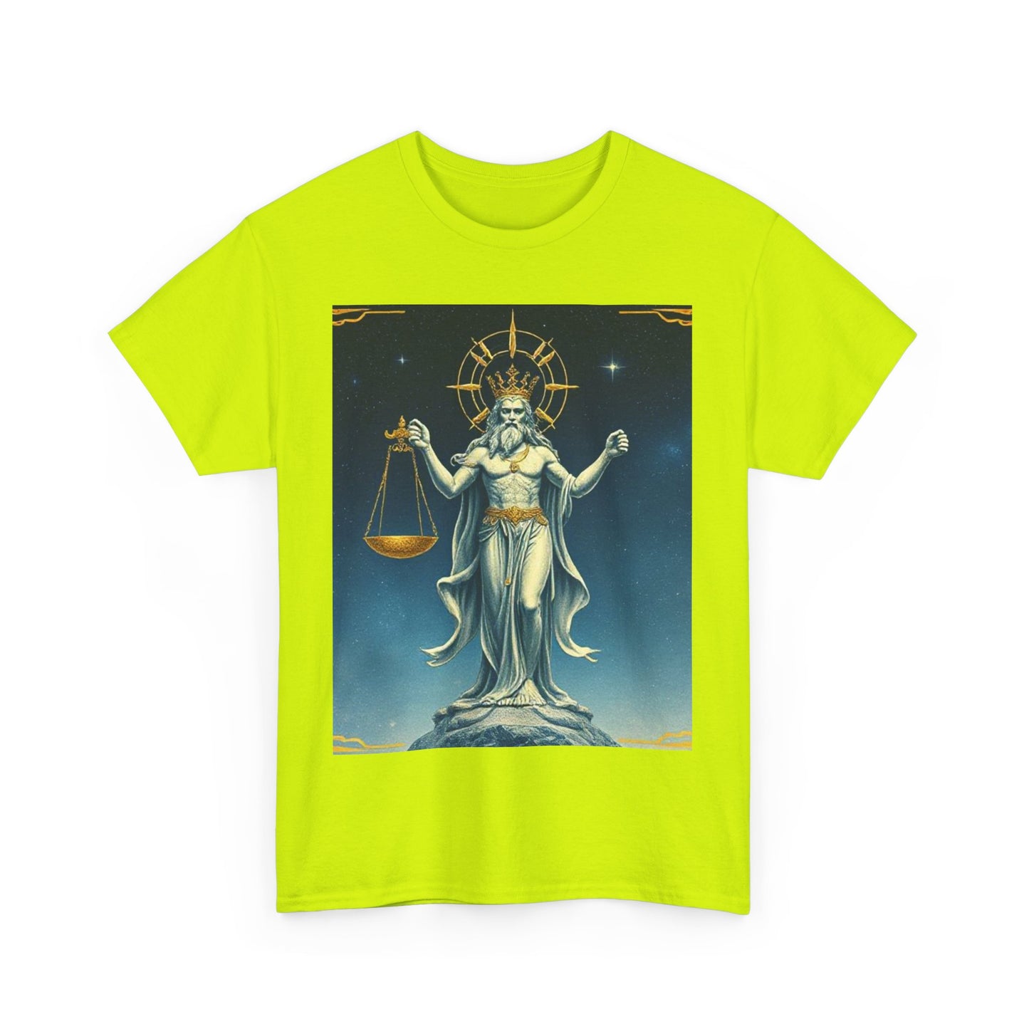 Unisex Heavy Cotton T-Shirt Space v2, Libra God, Zodiac Design