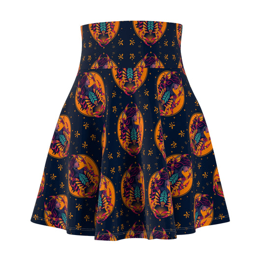 Women's Skater Skirt, (AOP), Scorpio, Zodiac v1, Sexy Pattern