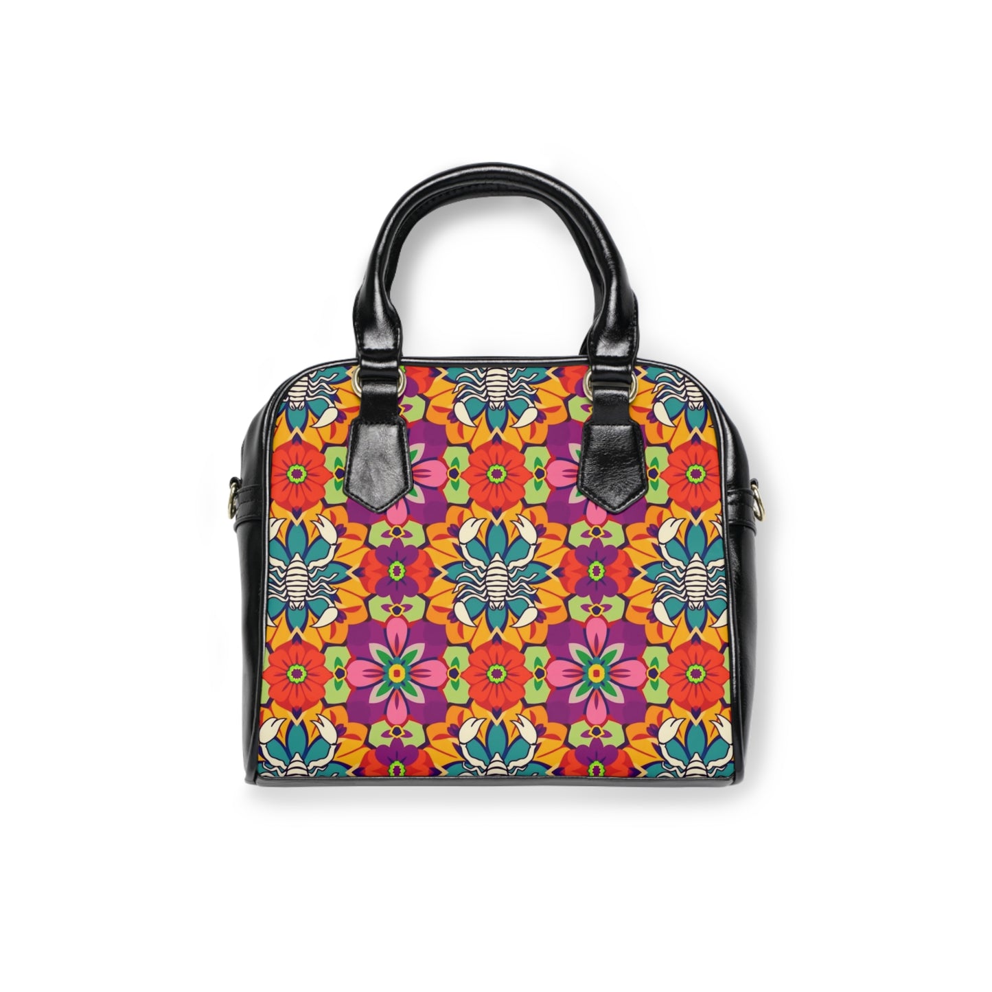 Shoulder Handbag, Scorpio, Zodiac v2, Flower Pattern