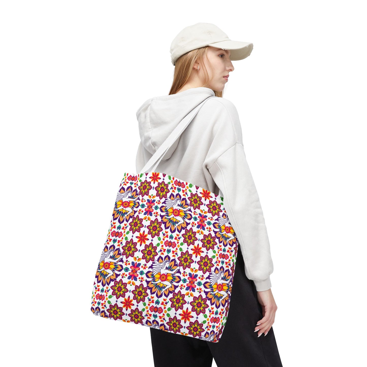 Tote Bag, (AOP), Sagittarius, Zodiac v2, Flower Pattern