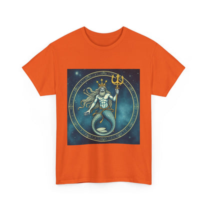 Unisex Heavy Cotton T-Shirt, Aquarius God 6v, Zodiac Design