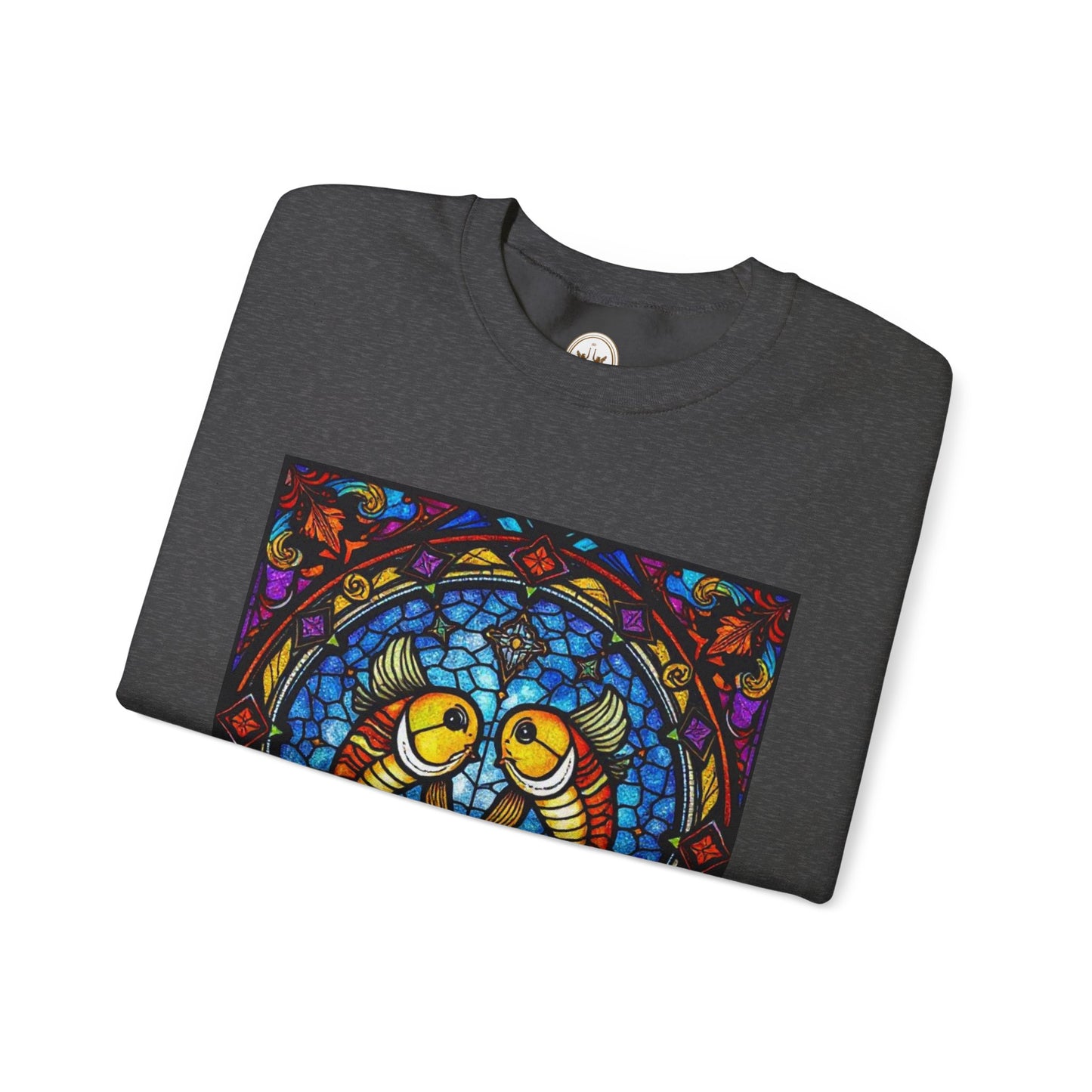 Unisex Heavy Blend™ Crewneck Sweatshirt, Glass 1, Pisces Zodiac Design