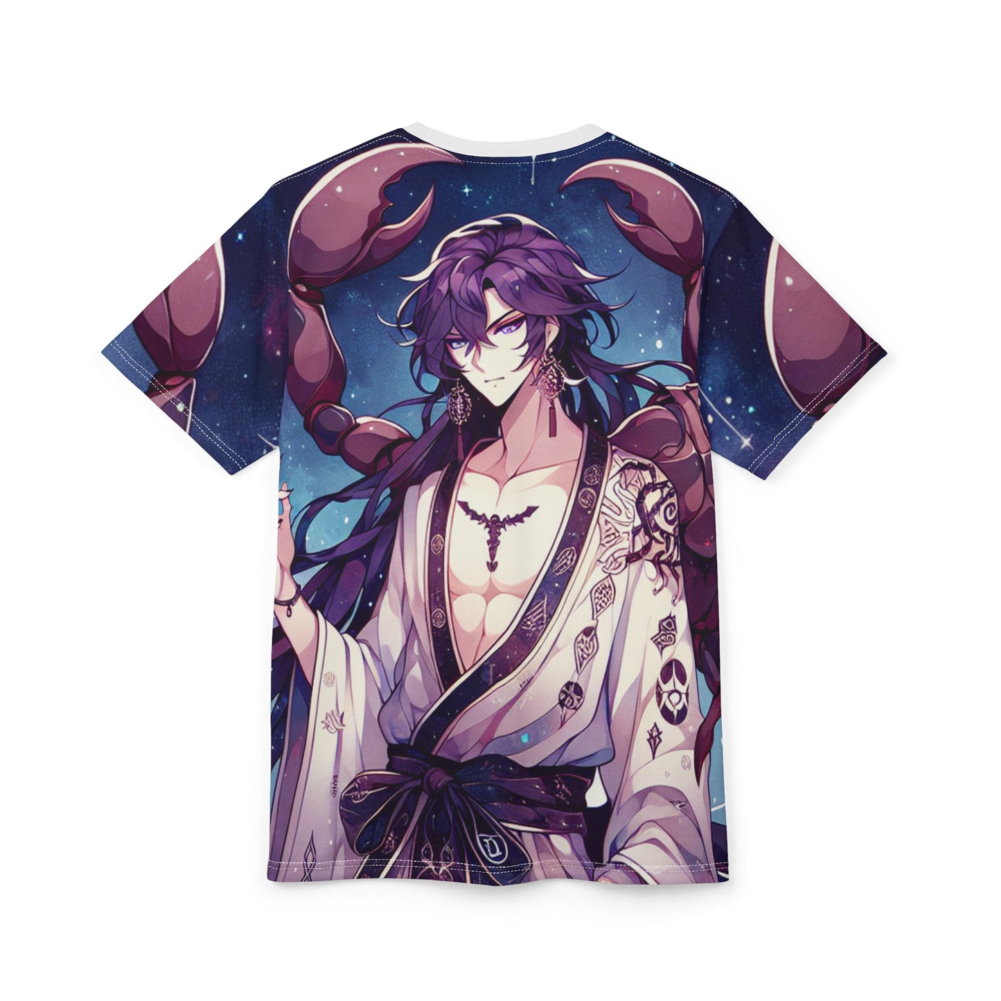 Unisex Cut & Sew T-Shirt (AOP), Anime Character, Scorpio Zodiac Design, Regular fit, 100% Polyester