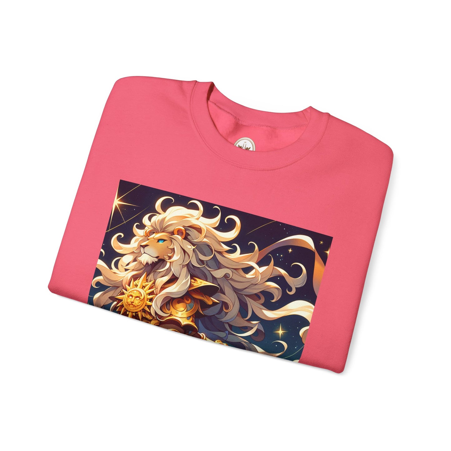 Unisex Heavy Blend™ Crewneck Sweatshirt,Cool Lion with White Hair, Leo Zodiac Design