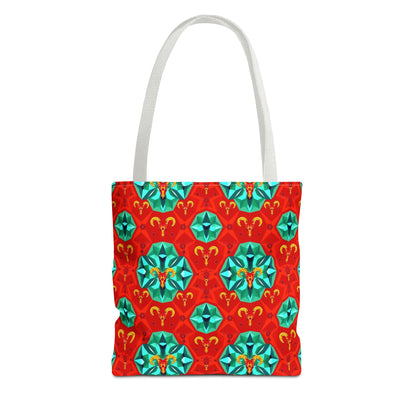 Tote Bag (AOP), Aries, Zodiac v1, Jewel Pattern