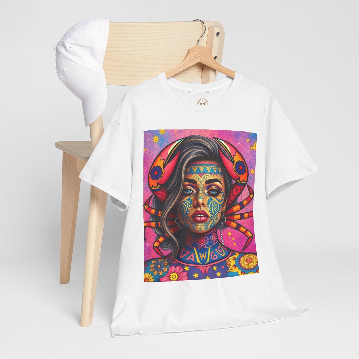 Unisex Heavy Cotton T-Shirt, Cancer, Zodiac v3, Sexy Art