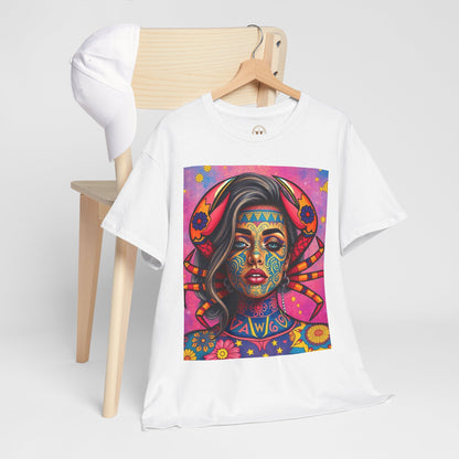 Unisex Heavy Cotton T-Shirt, Cancer, Zodiac v3, Sexy Art
