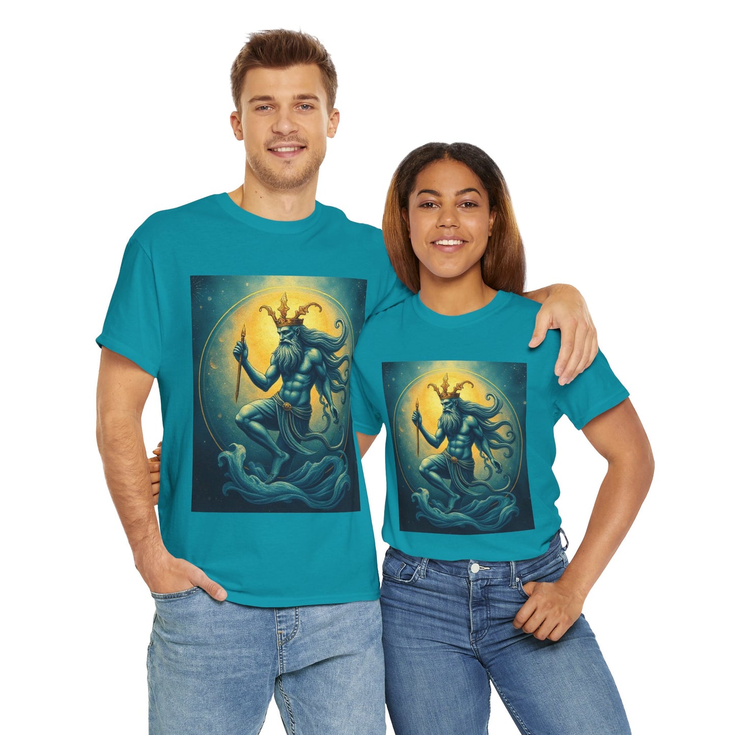 Unisex Heavy Cotton T-Shirt, Aquarius God 1, Zodiac Design