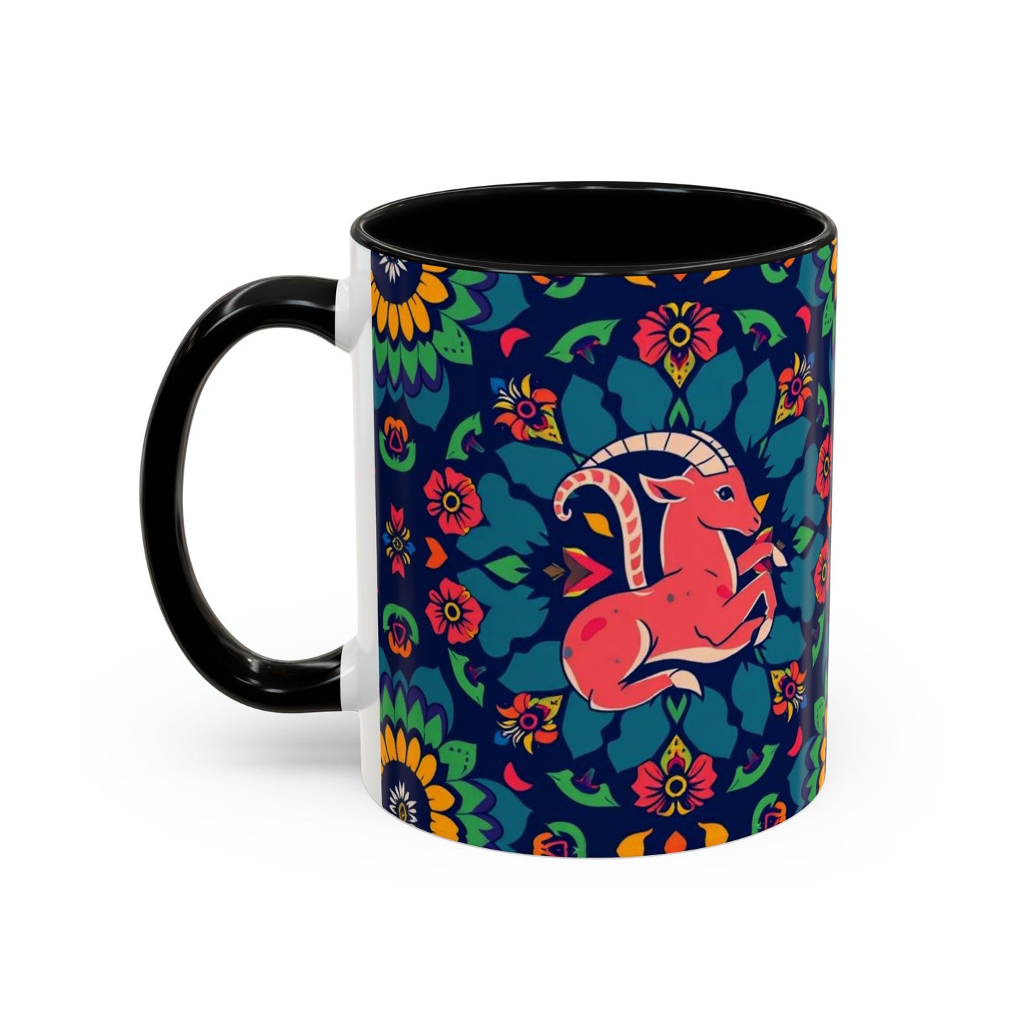 Accent Coffee Mug, Capricorn, Zodiac, Flower Pattern, (11, 15oz)