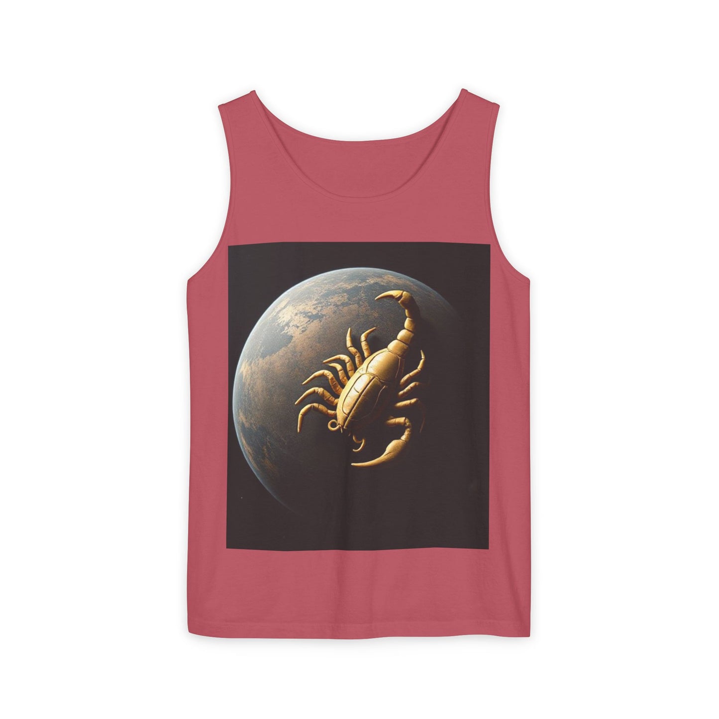 Unisex Garment-Dyed, Tank Top, Scorpio Design, Planet Symbol v1, 100% US cotton