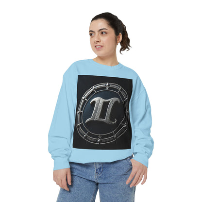 Garment-Dyed Sweatshirt, Unisex, Space Symbol Design v1, Gemini