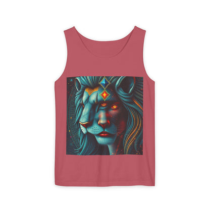 Unisex Garment-Dyed, Tank Top, Leo, Pop Art, 100% US cotton