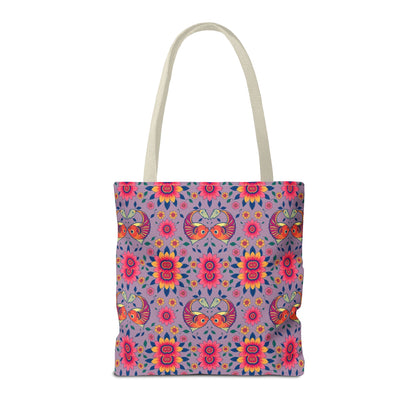 Tote Bag (AOP), Pisces, Zodiac v2, Flower Pattern