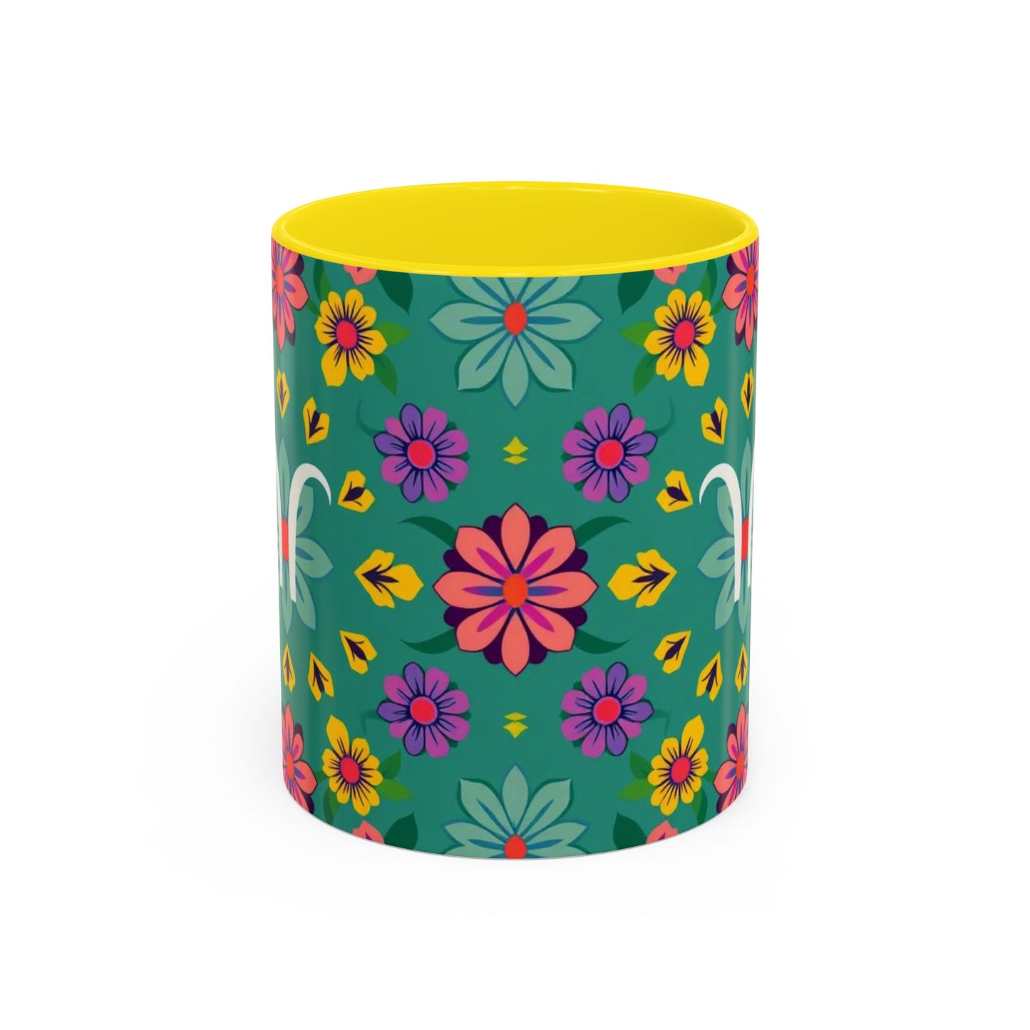 Accent Coffee Mug, Aquarius, Zodiac v3, Flower Pattern, (11, 15oz)
