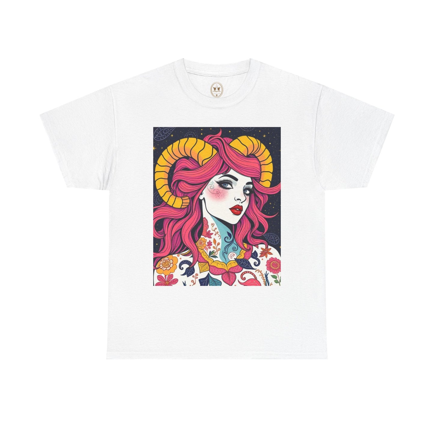 Unisex Heavy Cotton T-Shirt, Aries, Zodiac v2, Sexy Art