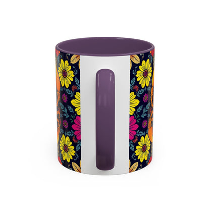Accent Coffee Mug, Scorpio, Zodiac v3. Flower Pattern, (11, 15oz)