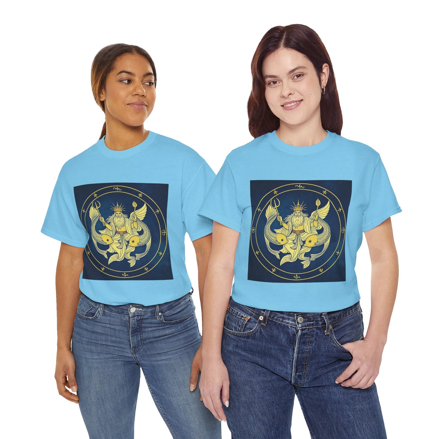 Unisex Heavy Cotton T-Shirt, King of Pisces, Zodiac Design