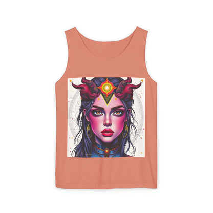 Unisex Garment-Dyed, Tank Top, Virgo Design, Pop Art, 100% US cotton