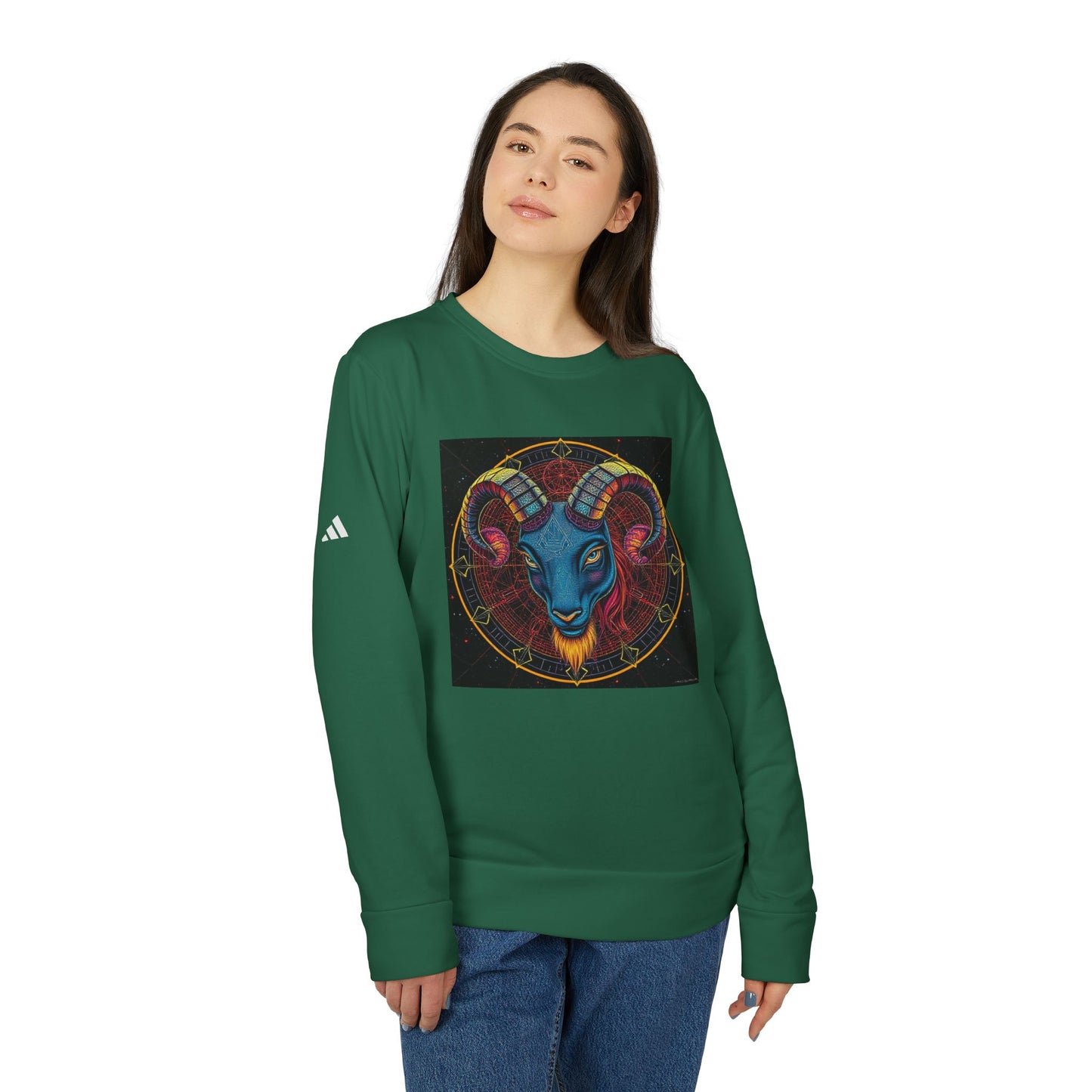 Adidas, Unisex Fleece Crewneck Sweatshirt, Aries, Pop Art v1, Zodiac