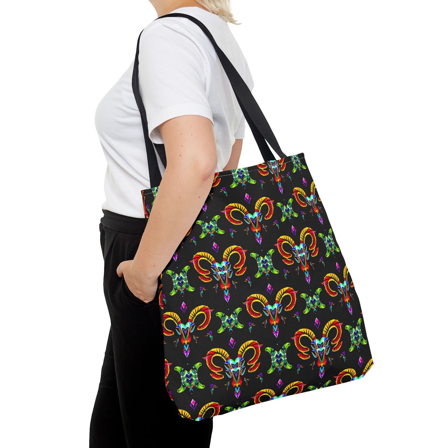 Tote Bag (AOP), Aries, Zodiac, Jewel Pattern