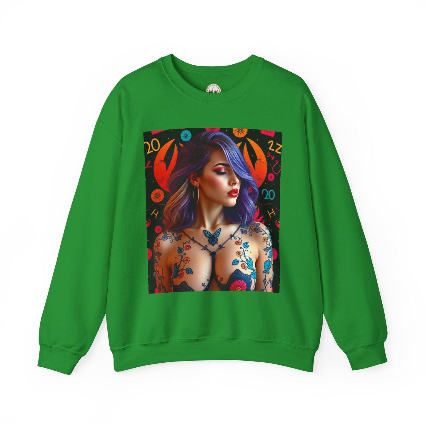 Unisex Heavy Blend™ Crewneck Sweatshirt, Cancer, Zodiac v3, Sexy Pattern