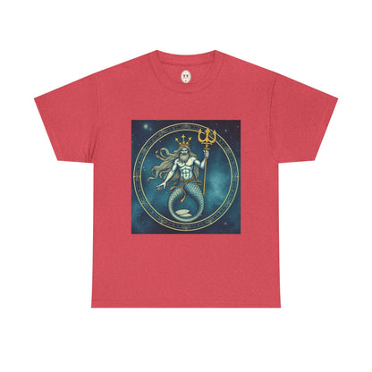 Unisex Heavy Cotton T-Shirt, Aquarius God 5v, Zodiac Design