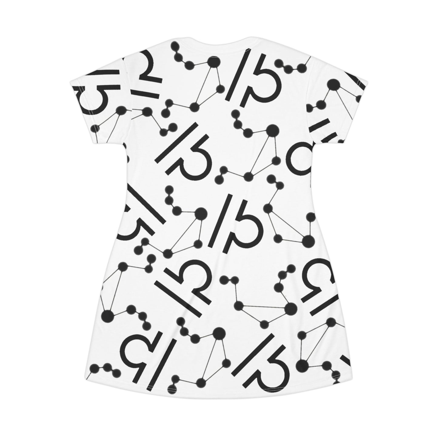 T-Shirt Dress (AOP), 100% Polyester, White thread color, Libra Zodiac design