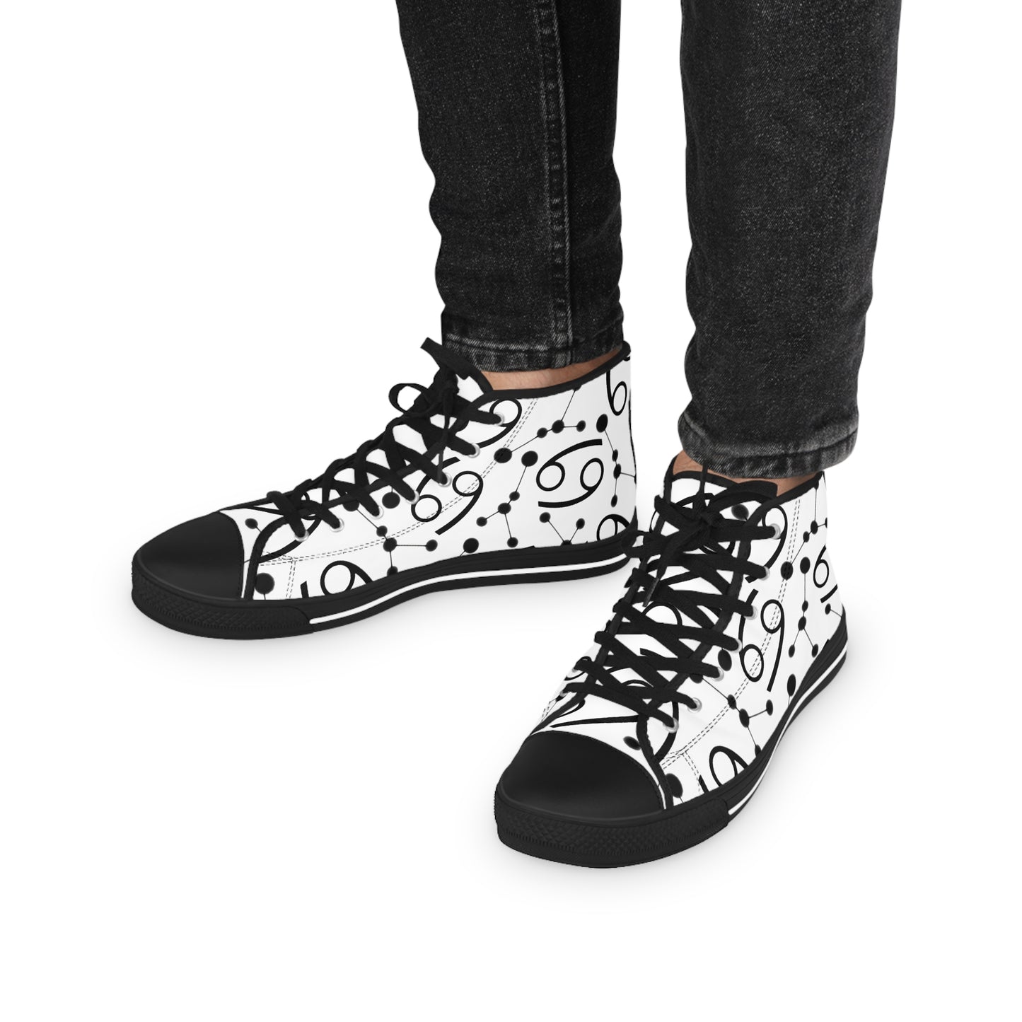 Men's High Top Sneakers, Breathable polyester canvas, Cancer Zodiac Design