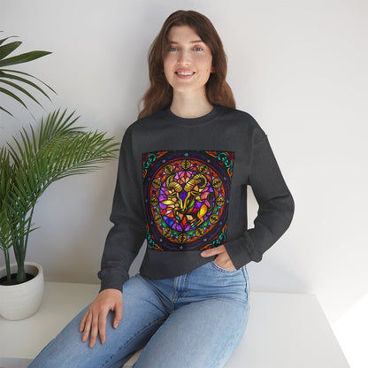 Unisex Heavy Blend™ Crewneck Sweatshirt, Glass 1, Taurus Zodiac Design