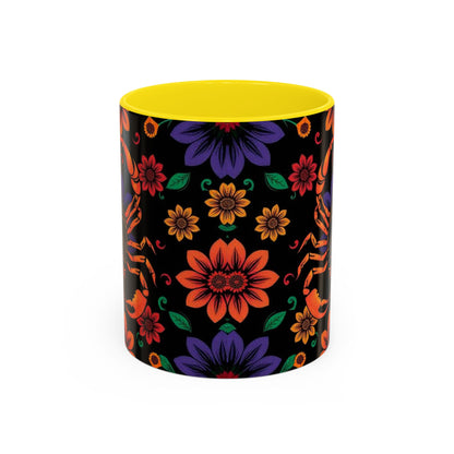 Accent Coffee Mug, Scorpio, Zodiac. Flower Pattern, (11, 15oz)