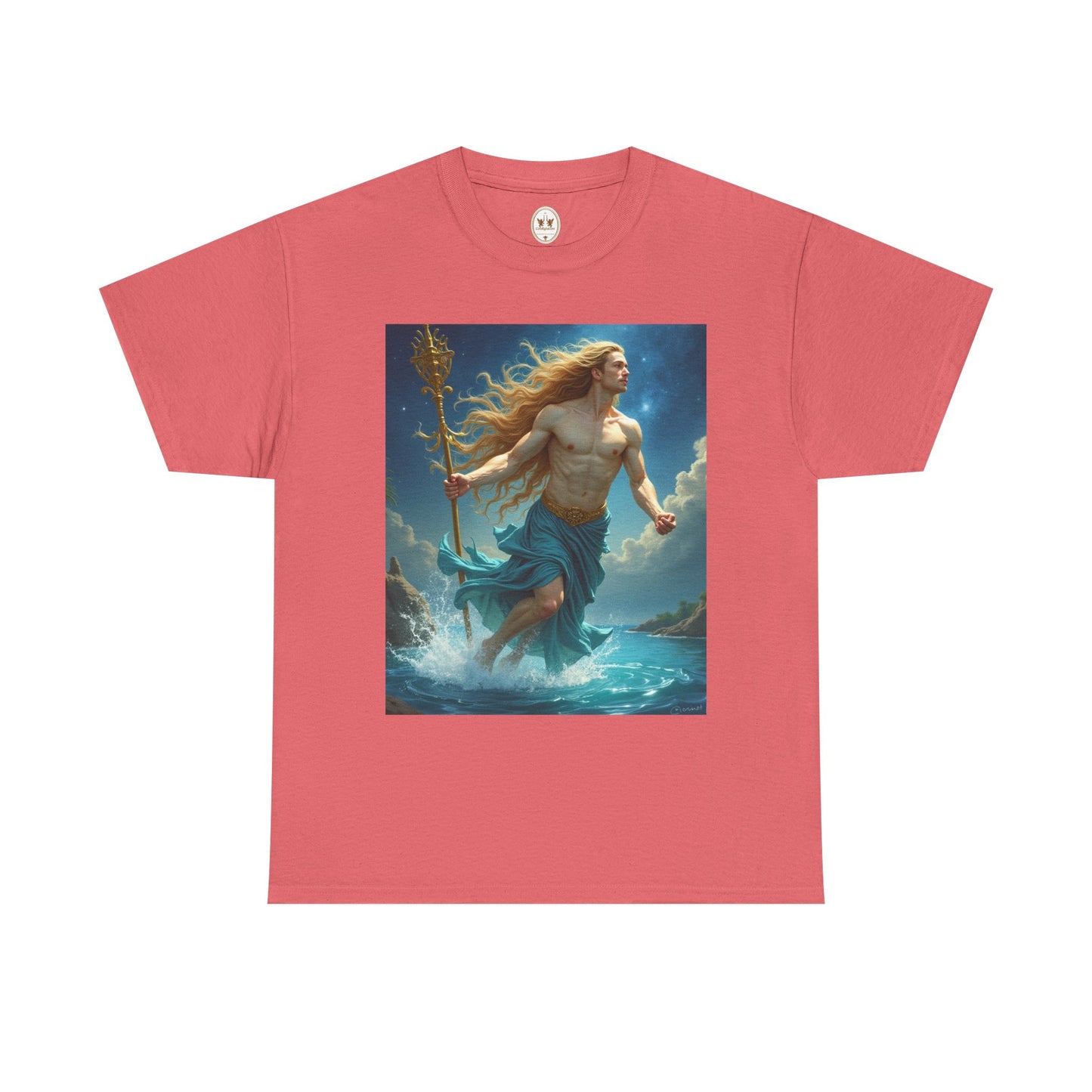 Unisex Heavy Cotton T-Shirt, Realistic, Aquarius Zodiac Design
