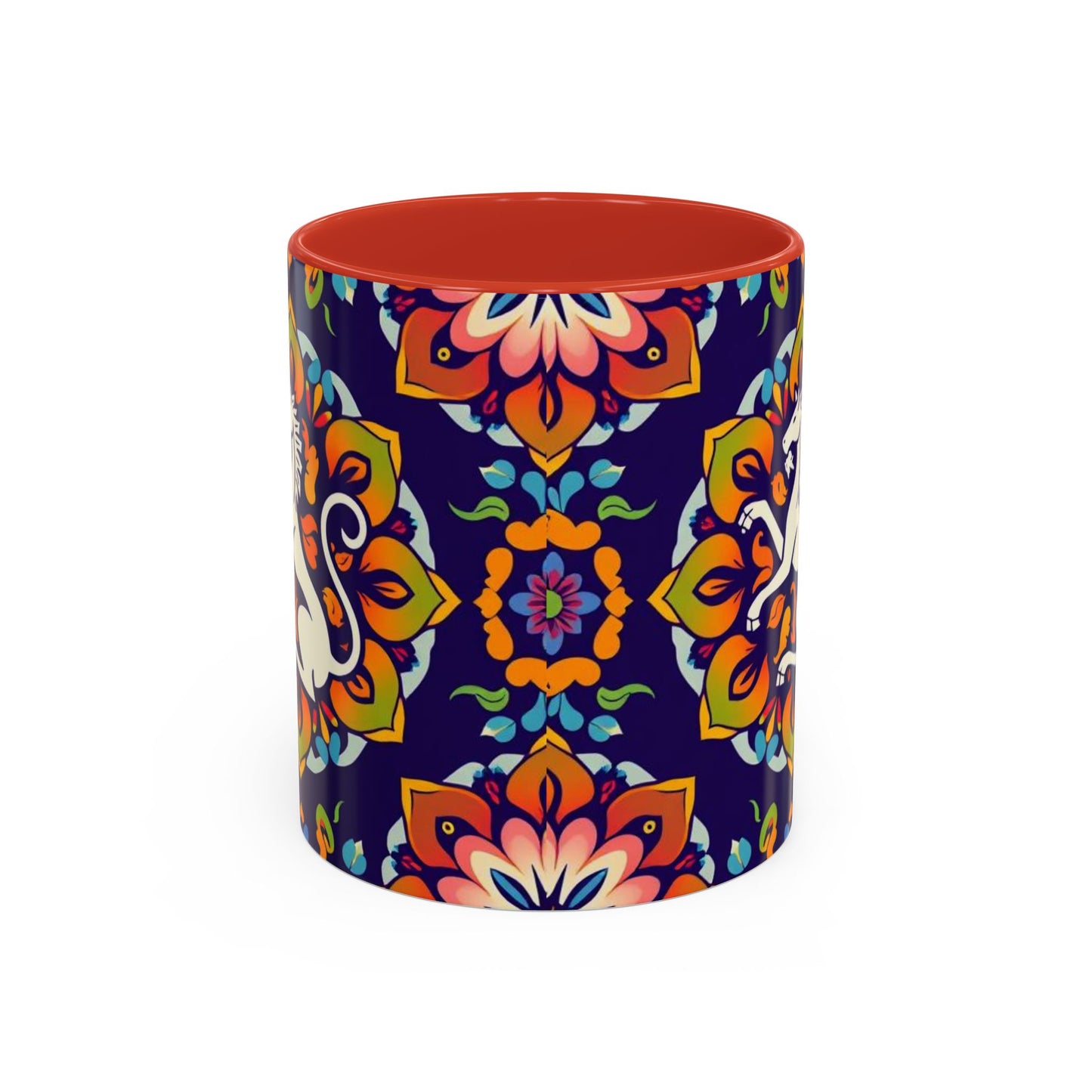 Accent Coffee Mug, Virgo, Zodiac v4. Flower Pattern, (11, 15oz)