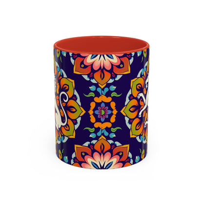 Accent Coffee Mug, Virgo, Zodiac v4. Flower Pattern, (11, 15oz)