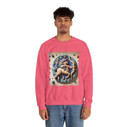 Unisex Heavy Blend™ Crewneck Sweatshirt, Colorful Horse, Sagittarius Zodiac Design