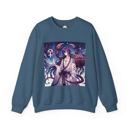 Unisex Heavy Blend™ Crewneck Sweatshirt, Scorpio Zodiac Design, purple scorpion anime