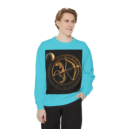 Garment-Dyed Sweatshirt, Unisex, Space Symbol Design, Sagittarius