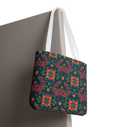 Tote Bag (AOP), Cancer, Zodiac v2, Flower Pattern