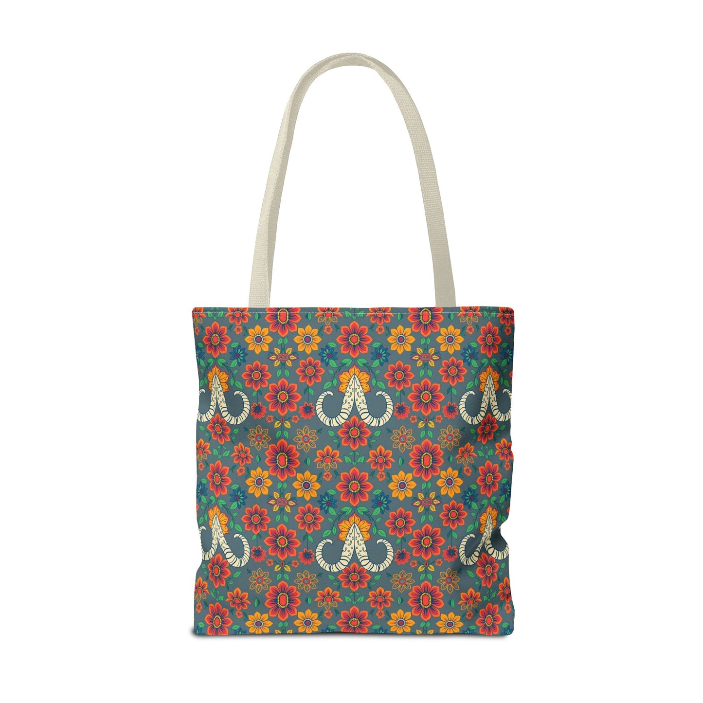 Tote Bag, (AOP), Aries, Zodiac v1, Flower Pattern