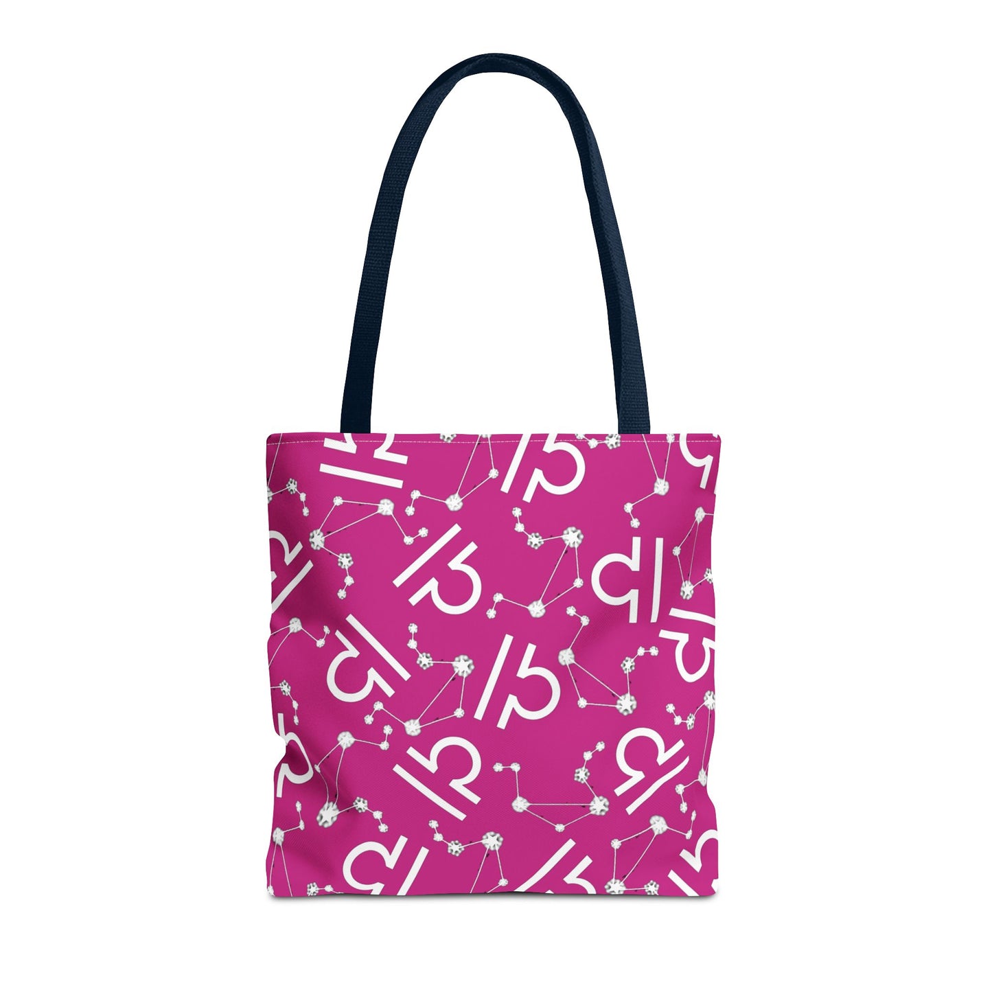 Tote Bag, Libra Zodiac Sign, AOP, (Pink, White)