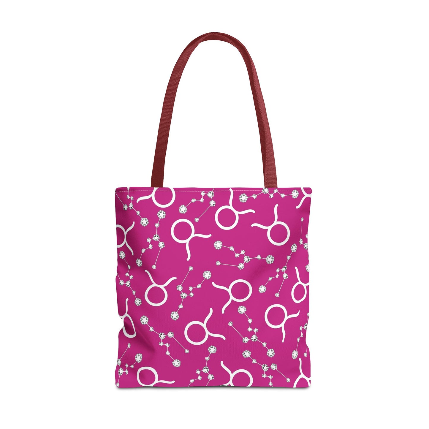 Tote Bag, Taurus Zodiac Sign, AOP, (Pink, White)