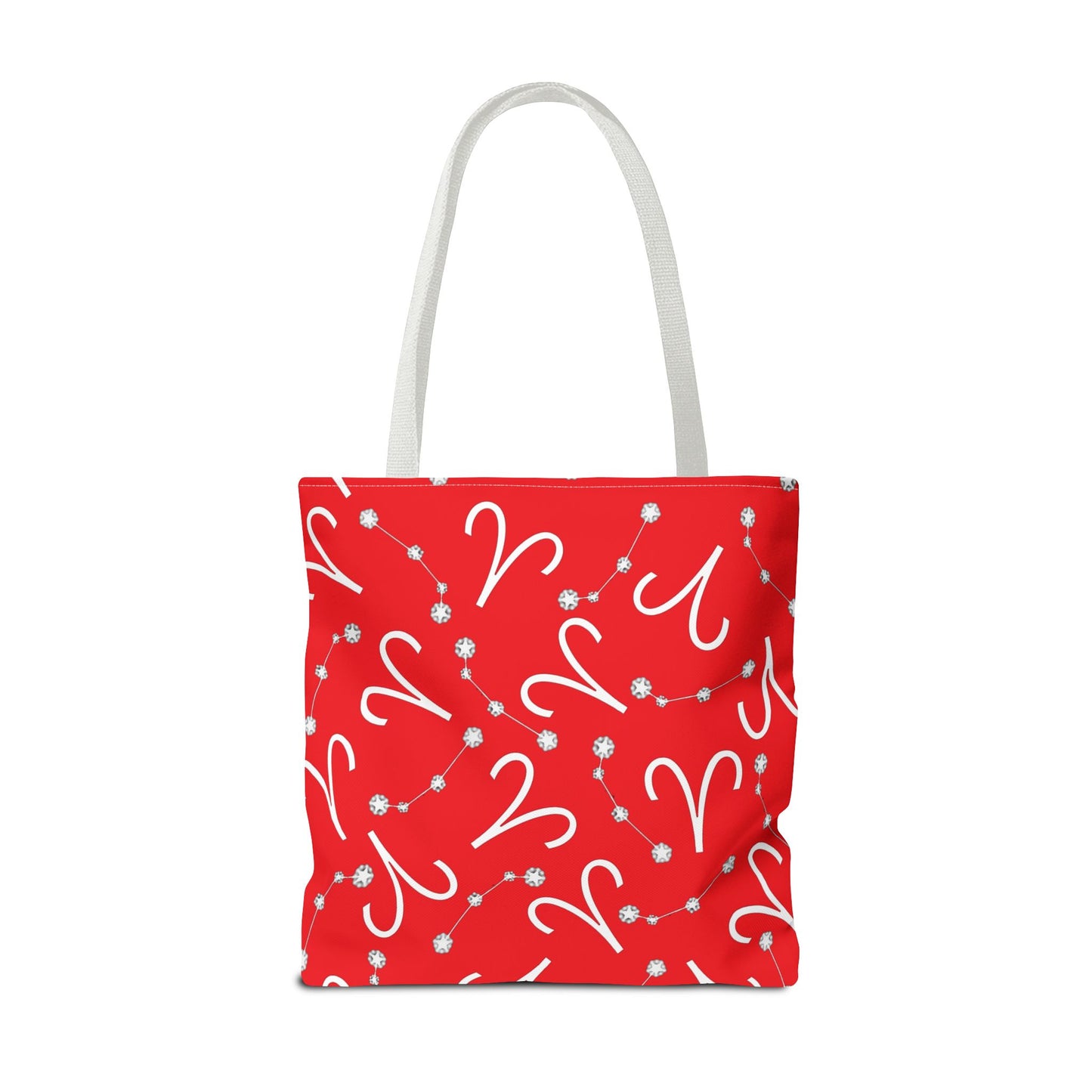 Tote Bag, Aries Zodiac Sign, AOP, (Red, White)