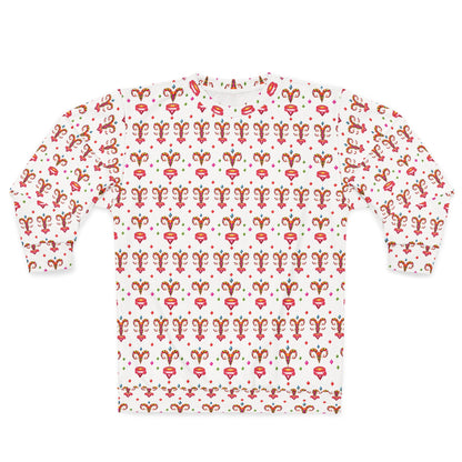 Unisex Sweatshirt (AOP), Aries, Zodiac v2, Jewel Pattern