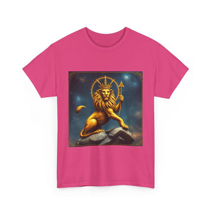 Unisex Heavy Cotton T-Shirt, King of Lions, Leo Zodiac Design