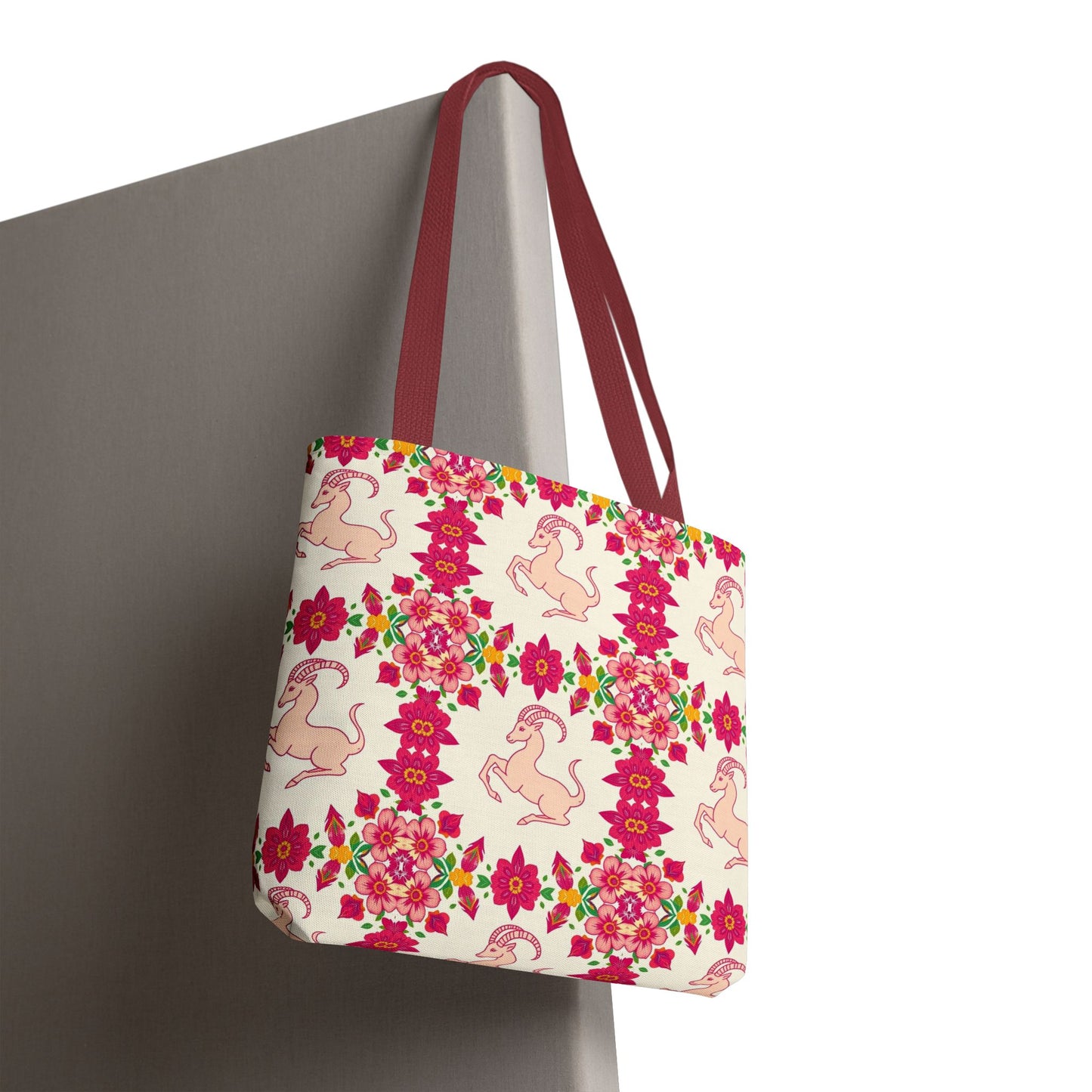Tote Bag (AOP), Capricorn, Zodiac, Flower Pattern