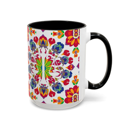 Accent Coffee Mug, Libra, Zodiac v1, Flower Pattern, (11, 15oz)
